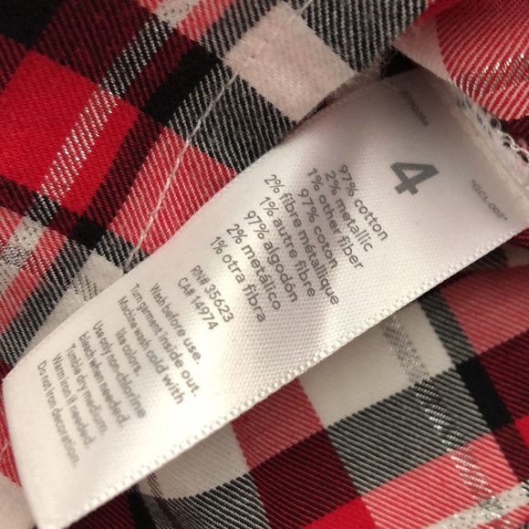 NWOT Carter’s Red Plaid Tunic Button Down w/Rolled Sleeves & Denim Leggings Sz 4 - Picture 3 of 8